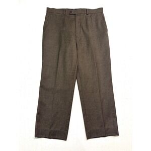 NEW Louis Raphael 38x30 Merino Wool Flannel Brown Houndstooth Pants Trousers